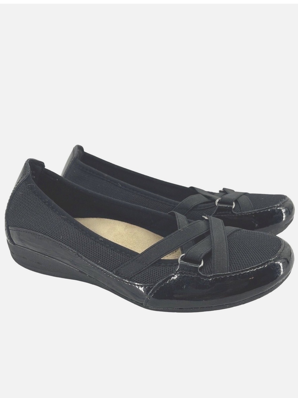 Earth Spirit Gelron 2000 Peni Slip On Patent Leather Toe Cap Flats